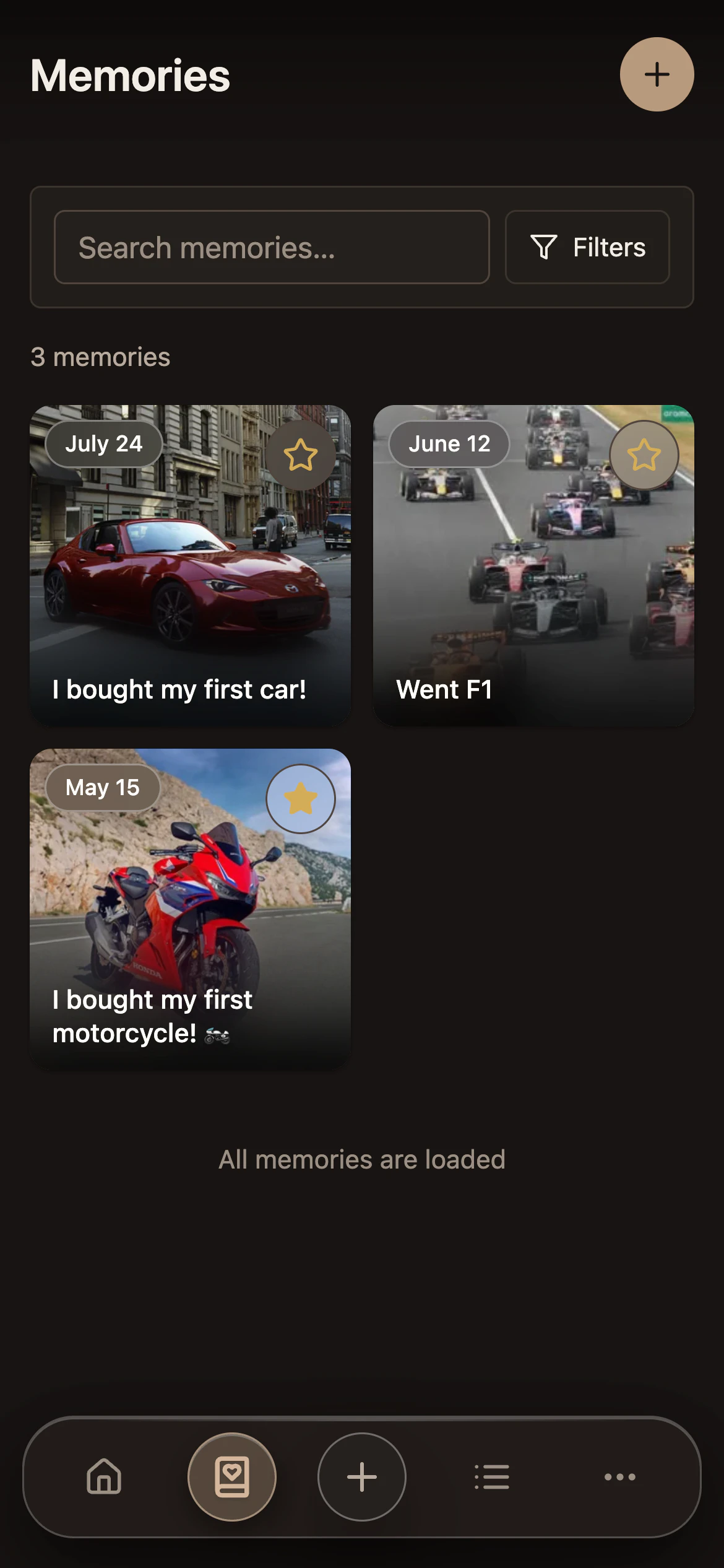 Memories with photos in About Me