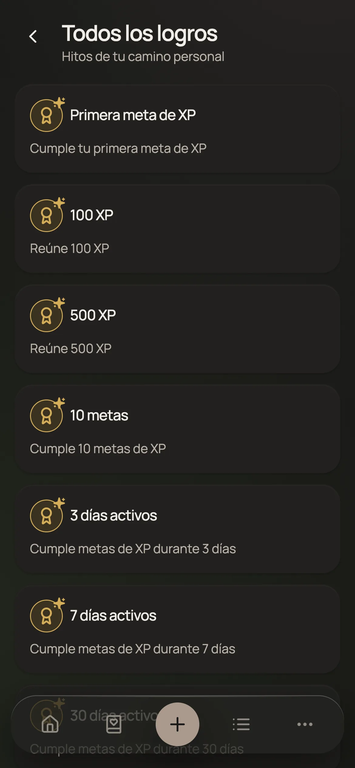 Pantalla de logros
