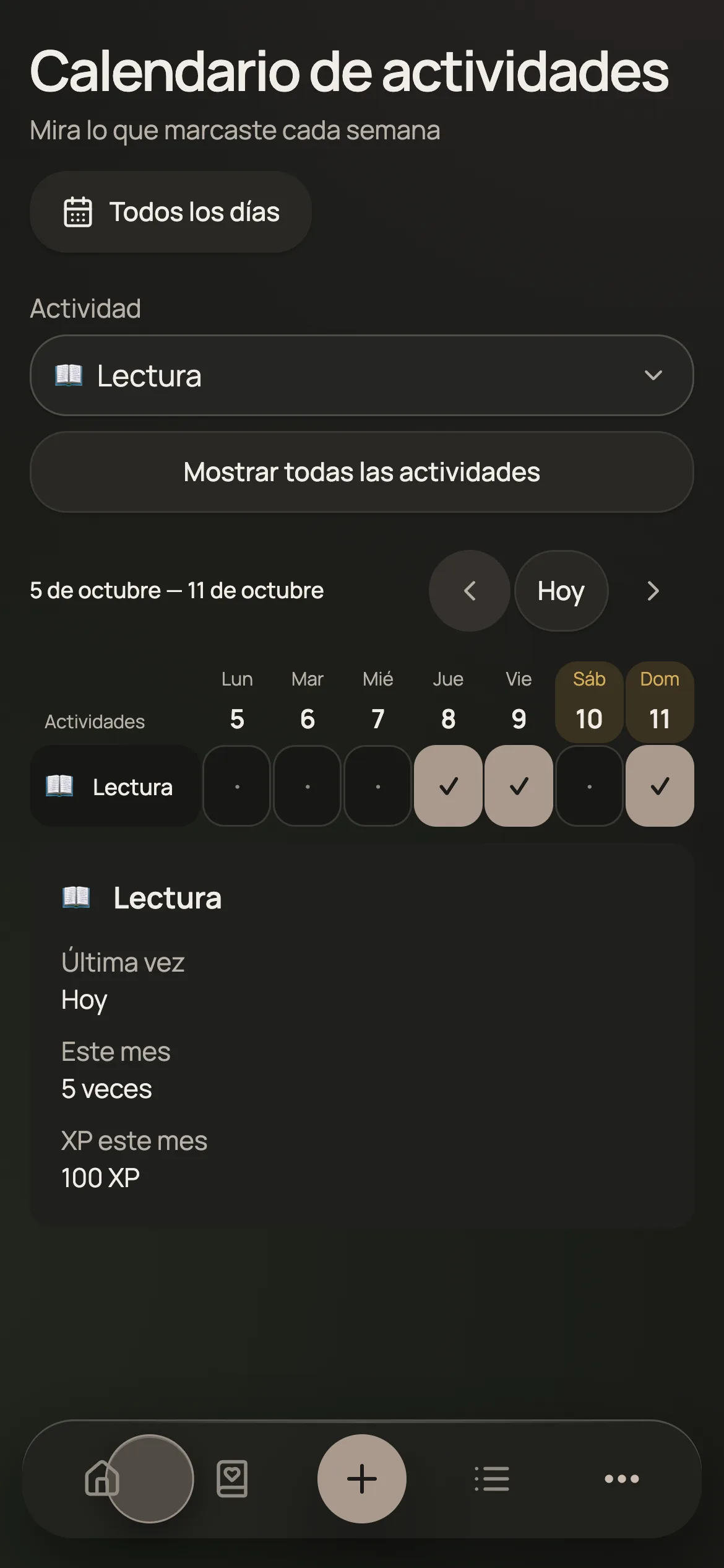Calendario con actividades
