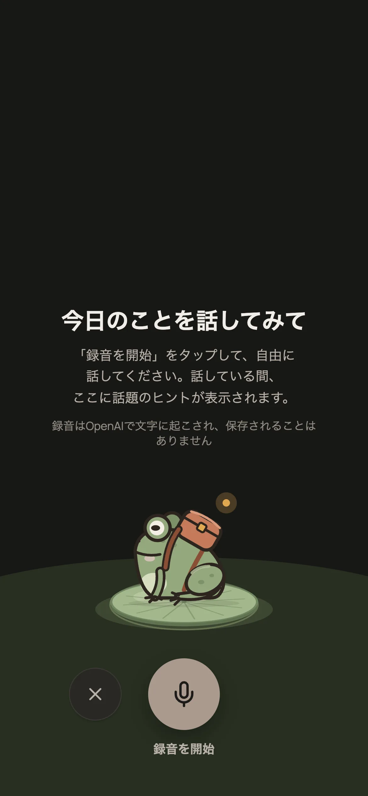 音声で記録する画面