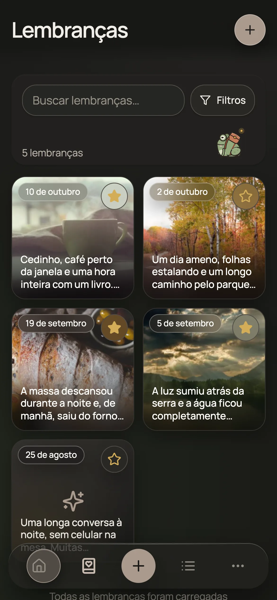 Tela de lembranças