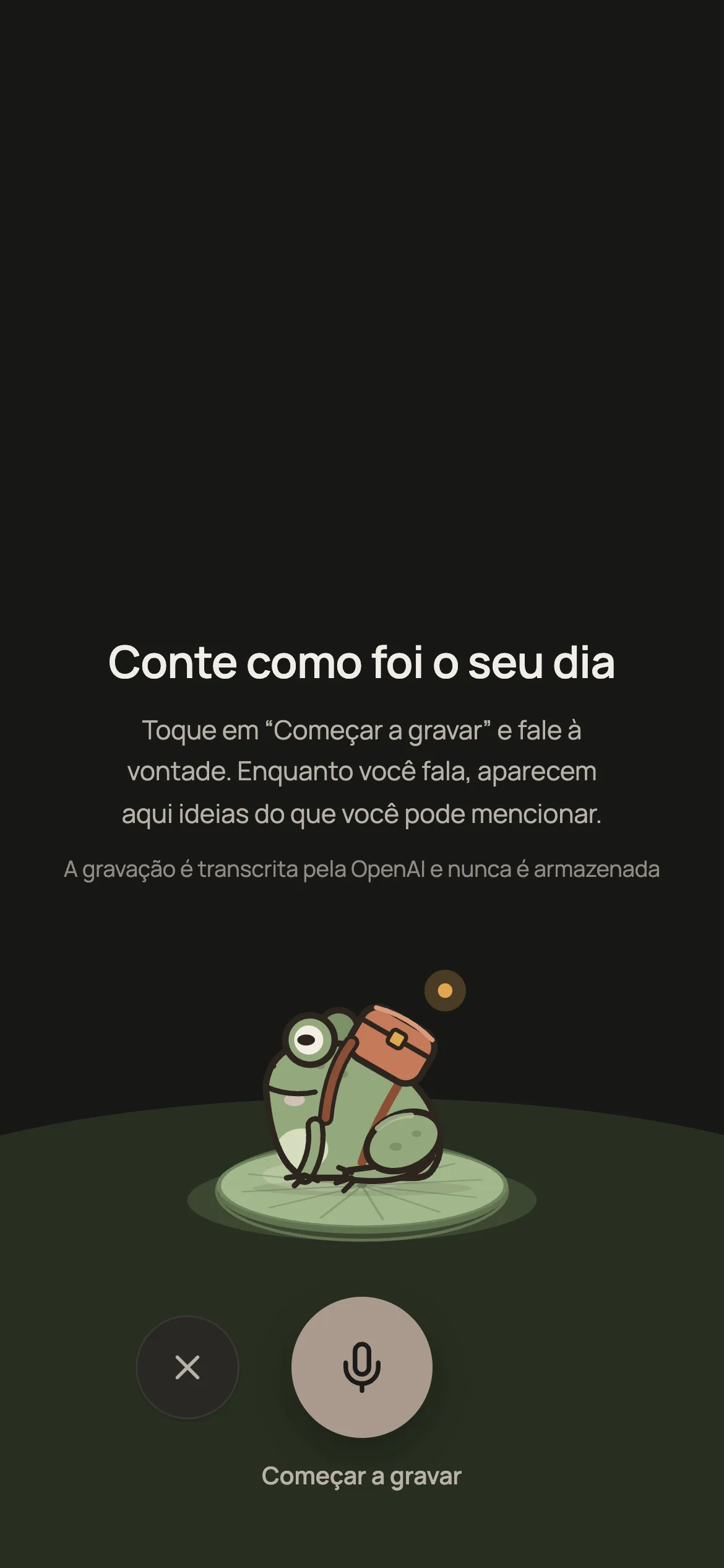 Tela de registro por voz